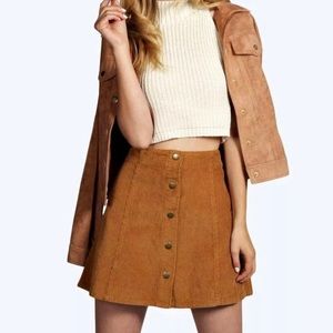 BOOHOO LAURA CORD button through mini skirt - sold out everywhere